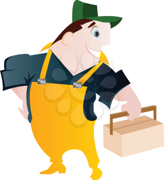 Royalty Free Clipart Image of a Man With a Toolbox