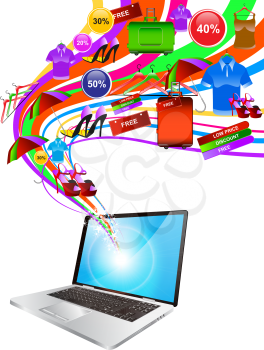 Royalty Free Clipart Image of an Internet Shopping Concept