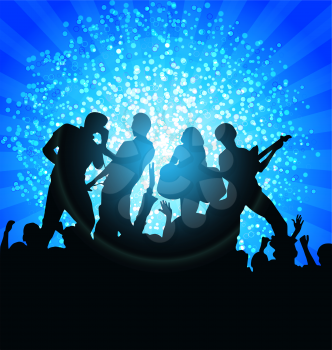 Royalty Free Clipart Image of a Band at a Discotheque