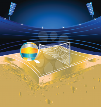 Royalty Free Clipart Image of a Volleyball Court and Stadium