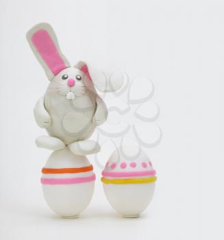 plasticine rabbit with easter eggs