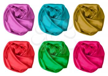 color set of crumpled silk fabric