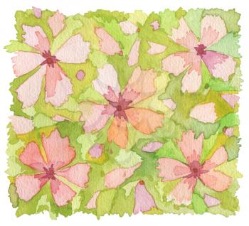 Acrylic and watercolor flower painted background.