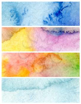 Set of abstract acrylic and watercolor painted background. Paper texture.