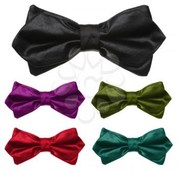 Collection of color bow tie. Isolated on white.