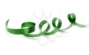 green silk ribbon on white