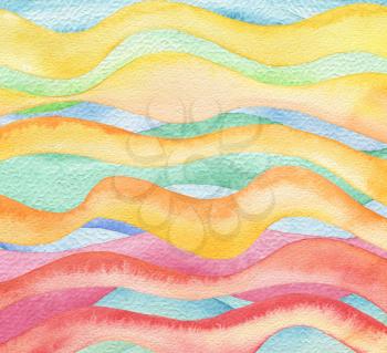 Abstract wave watercolor painted background. Paper texture.  