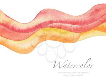 Abstract wave watercolor painted background. Paper texture. Isolated.