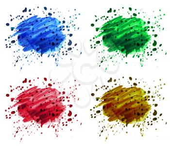 set of abstract watercolor blot splash