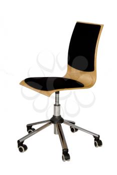 Office chair on wheels on the white background.
