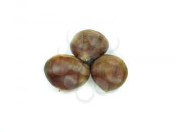 fresh chestnuts on a white background 