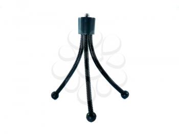 mini flexible black tripod with curved legs isolated on white 