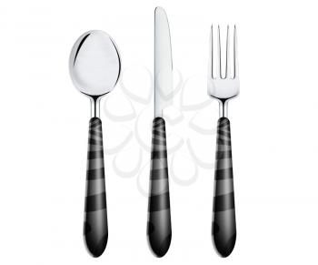 Fork spoon and knife isolated on white background 