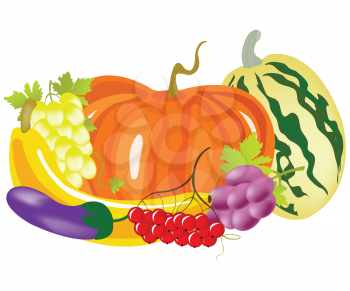 Royalty Free Clipart Image of Fruit and Vegetables