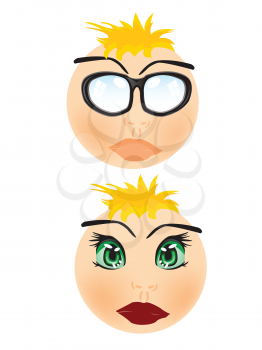 Royalty Free Clipart Image of Two Faces