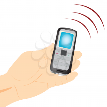 Royalty Free Clipart Image of a Hand Holding a Cellphone