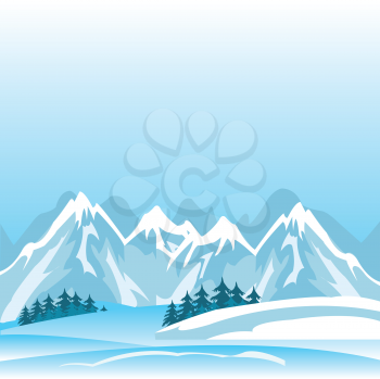 Illustration of the high mountains in winter