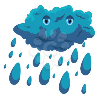 Illustration cloud and rain on white background