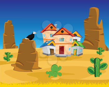 Vector illustration of the village on dick west