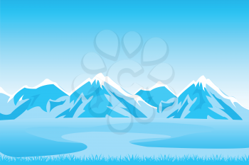 Vector illustration of the mountain landscape in winter