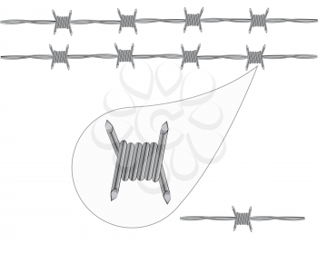 Vector illustration of the barbed wire on white background
