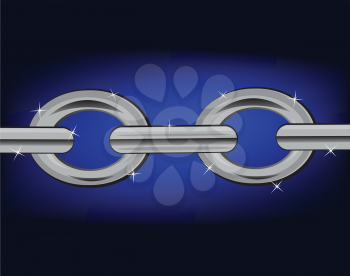 Iron chain on turn blue background is insulated