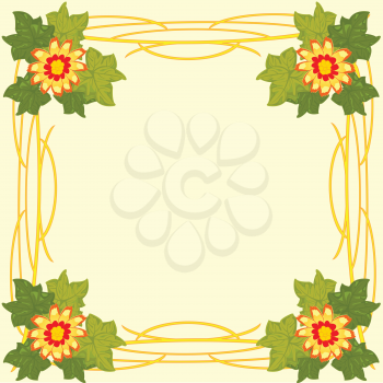 Vector illustration of the decorative frame with flower and sheet