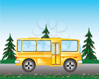 Vector illustration of the wanted bus goes on road