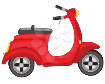 Illustration of a red scooter on a white background