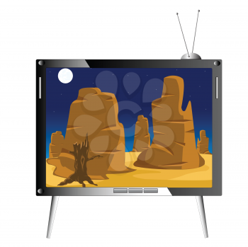 The Modern television set with nature on screen.Vector illustration