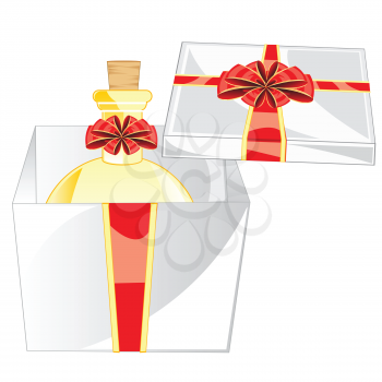 Gift box with spirit on white background is insulated