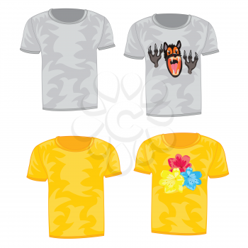 Cloth t-shirt with drawing on white background is insulated