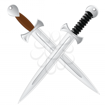 Two sword on white background is insulated.Vector illustration