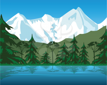 The Beautiful landscape clean lake in mountain.Vector illustration
