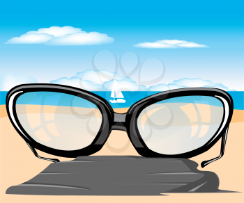 The Spectacles on beach beside epidemic deathes.Vector illustration