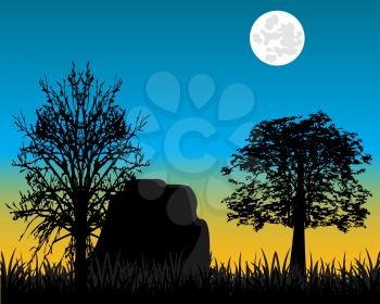 The Matutinal landscape on nature and tree.Vector illustration