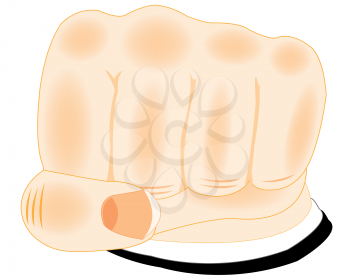 Male gesture fist on white background is insulated