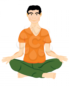 The Young man sits in pose yoga.Vector illustration