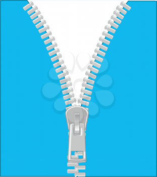 The Metallic clasp lightning on blue fabrics.Vector illustration