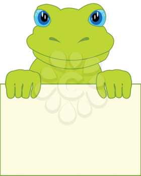 Amphibian frog and clean sheet on white background