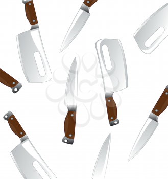 Much knifes on white background is insulated