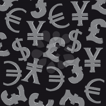 Symbols of the money of the different countries on black background