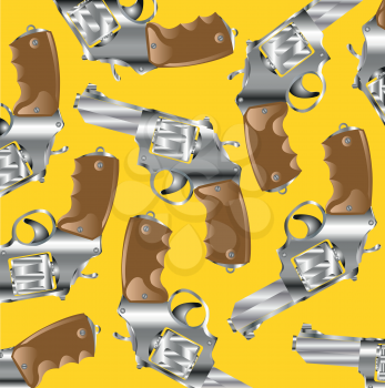 Weapon revolver on yellow background is insulated