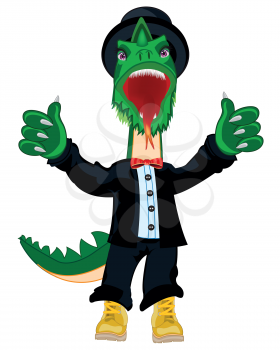 Cartoon of the dragon in fashionable suit in shoe