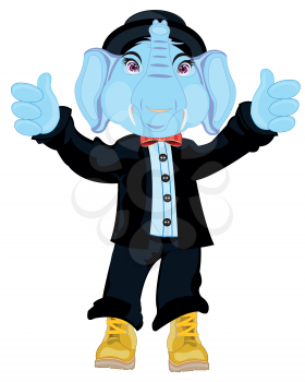 Cartoon animal elephant in suit and shoe