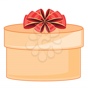 Vector illustration of the round box with gift and red decorative bow