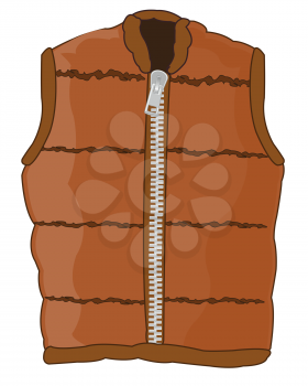 Vector illustration of the upper cloth sleeveless jacket with clasp