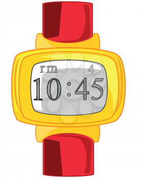 Vector illustration electronic hours on band for carrying on hand