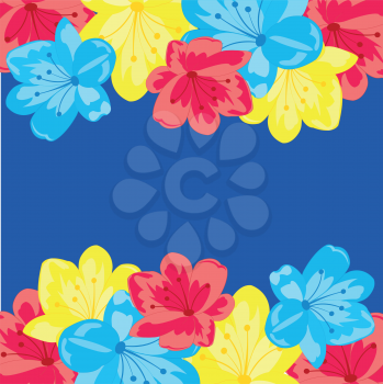 Varicoloured flower on turn blue background is insulated