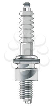 Spark plug for car on white background is insulated